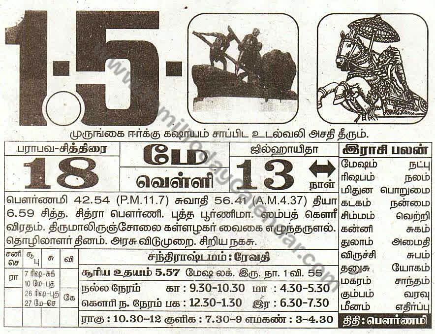 01 May 2026 Tamil Calendar Sheet with Panchangam and Daily Timings