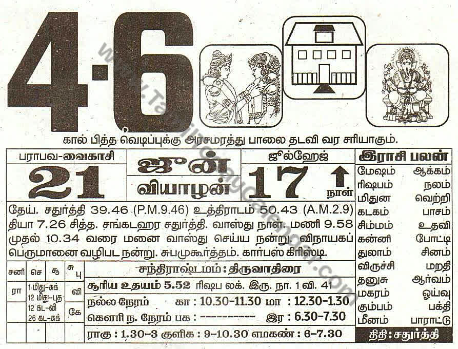 04 June 2026 Tamil Calendar Sheet with Panchangam and Daily Timings